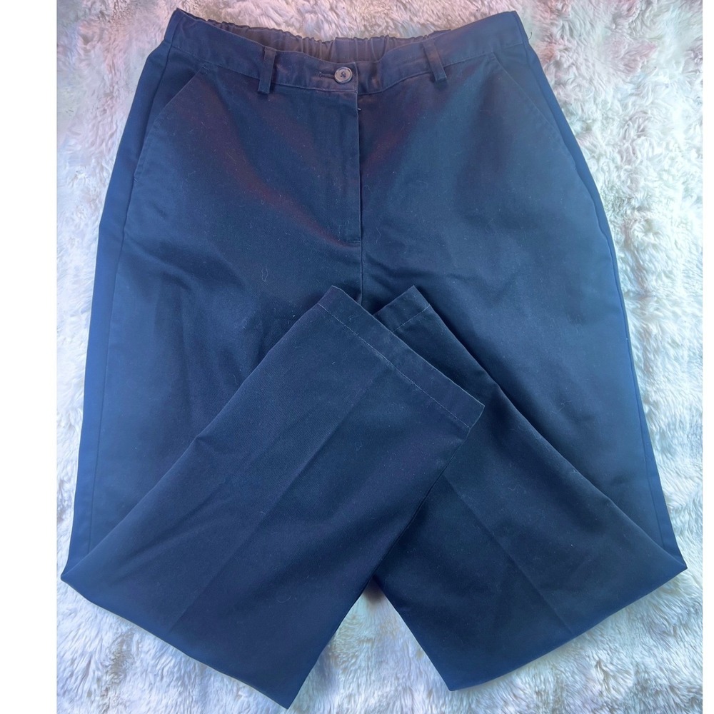 Lands End Womens Chino Pants Navy Blue Elastic Back Straight Leg Size 8 RN A11